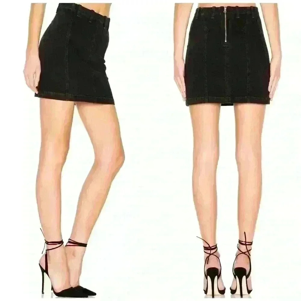 NWT Agolde Black ‘Siouxise Zip Skirt’ Denim Skirt